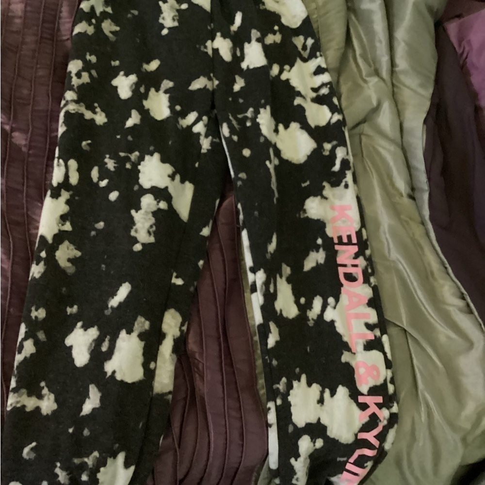 Kendall & Kylie Black and White Joggers with Abstract Pattern